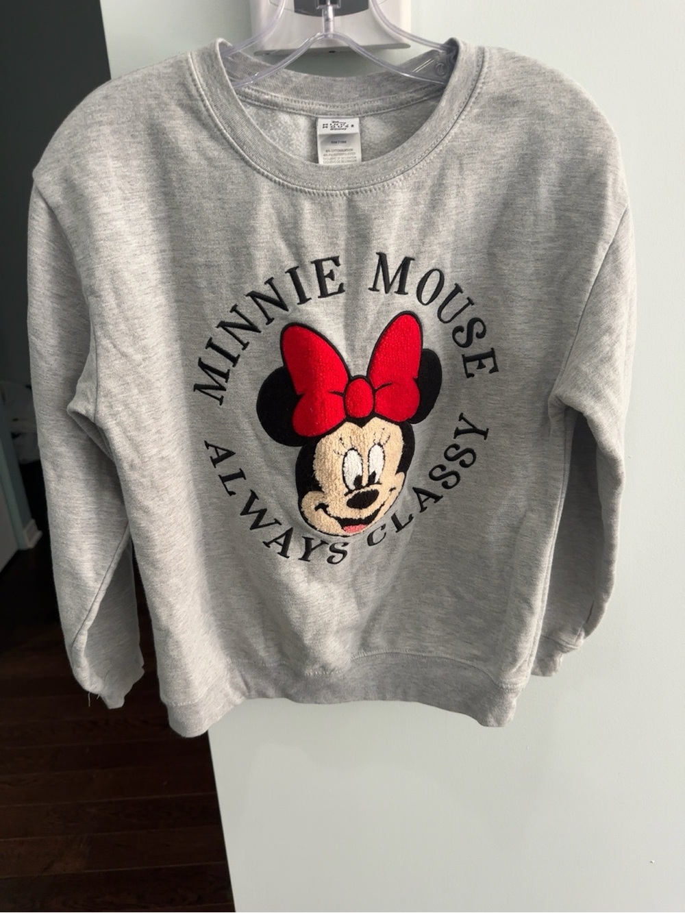 Disney Gray Sweatshirt with Red Bow Minnie Graphic size S